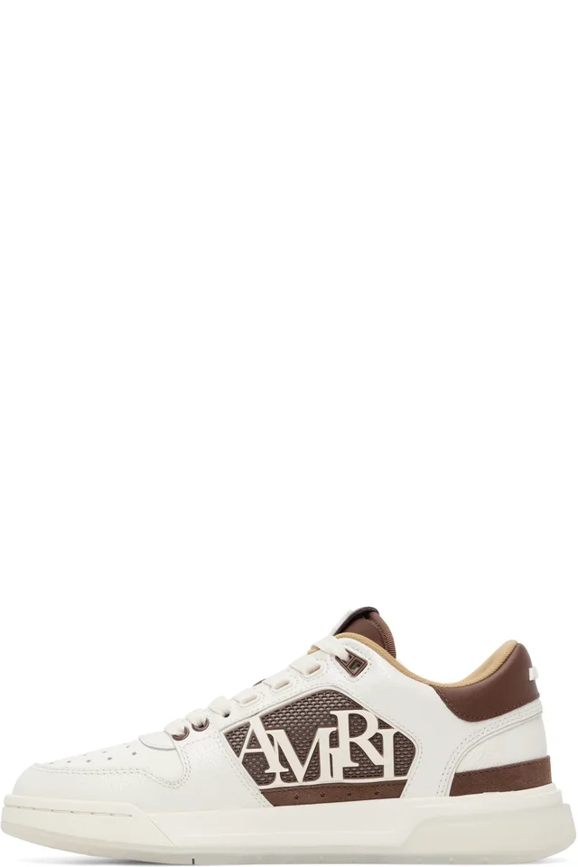 AMIRI White & Brown Pebbled Classic Low Sneakers, photo 3 of 5 from SSENSE