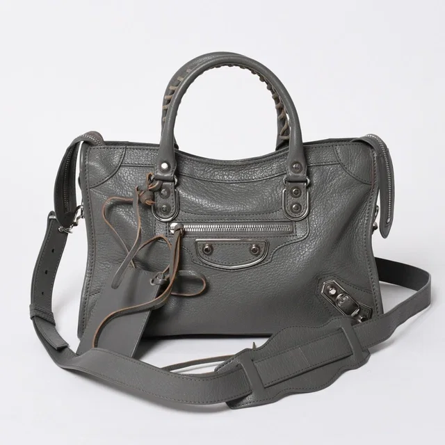 Balenciaga Metallic Edge City Handbag 2-Way Leather Gray Gold in Grey Leather from The Reluxe