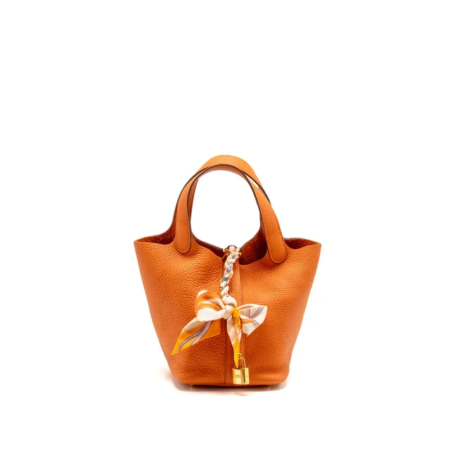 Hermès Picotin 18 lock bag clemence orange GHW stamp U in Orange Clemence leather from EMIER