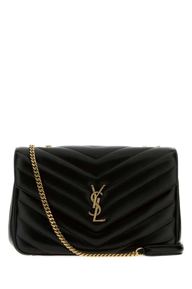 Saint Laurent Lou Shoulder Bag — Black in Black Lambskin from HEWI