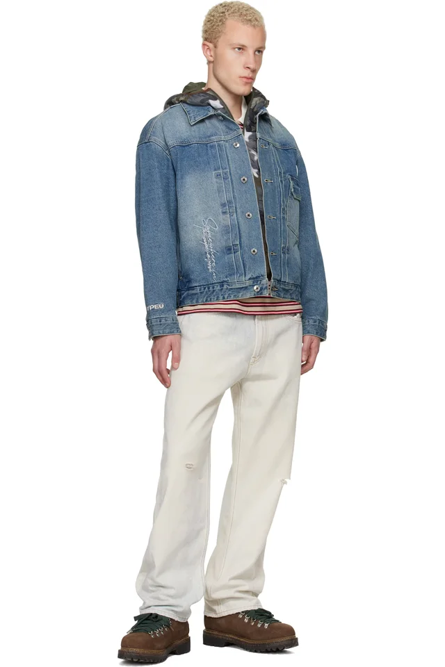 AAPE by A Bathing Ape Blue 'AAPE' Main Denim Jacket, photo 4 of 4 from SSENSE