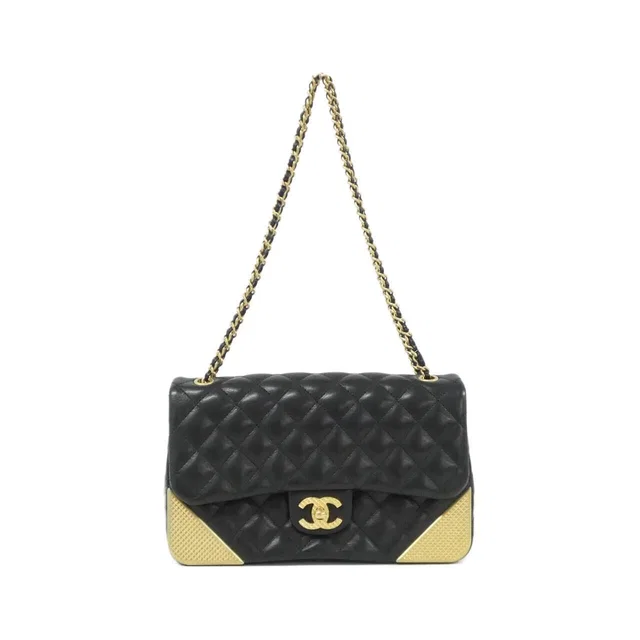 Chanel Shoulder Bag Black in Black Togo leather from The Reluxe