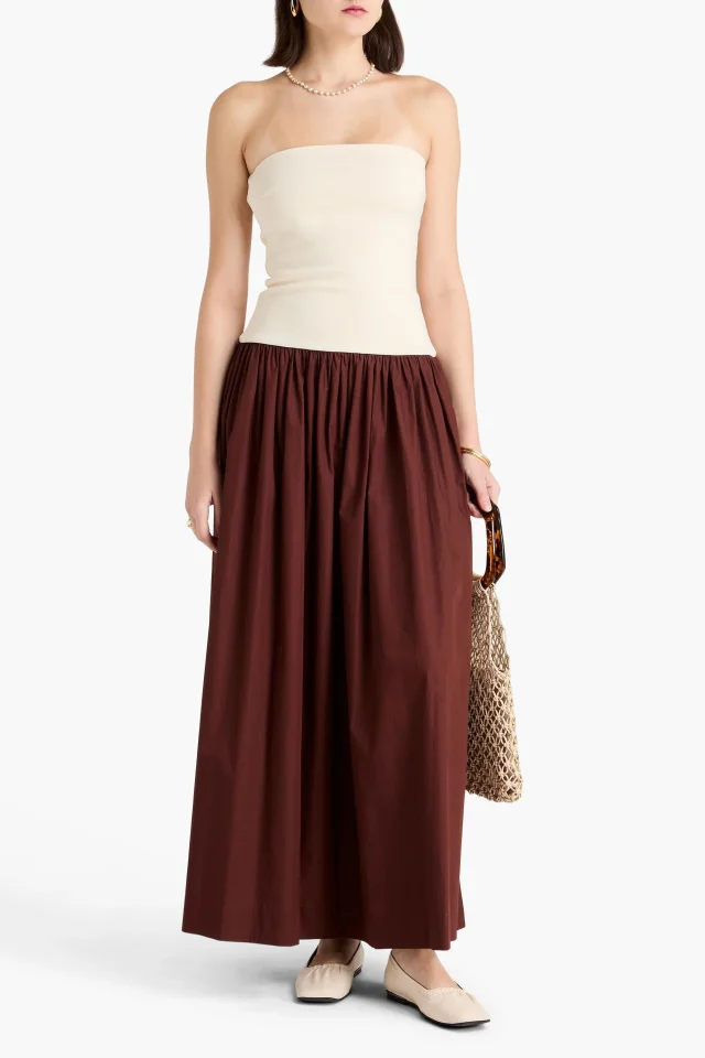 Esse Studios Strapless Stretch-Knit and Cotton-Poplin Maxi Dress, photo 2 of 4 from THE OUTNET