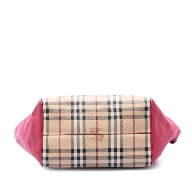 Beige Burberry Small Haymarket Check Coated Canvas and Calfskin Canterbury Tote in Beige Calfskin from Designer Revival, photo 3 of 6