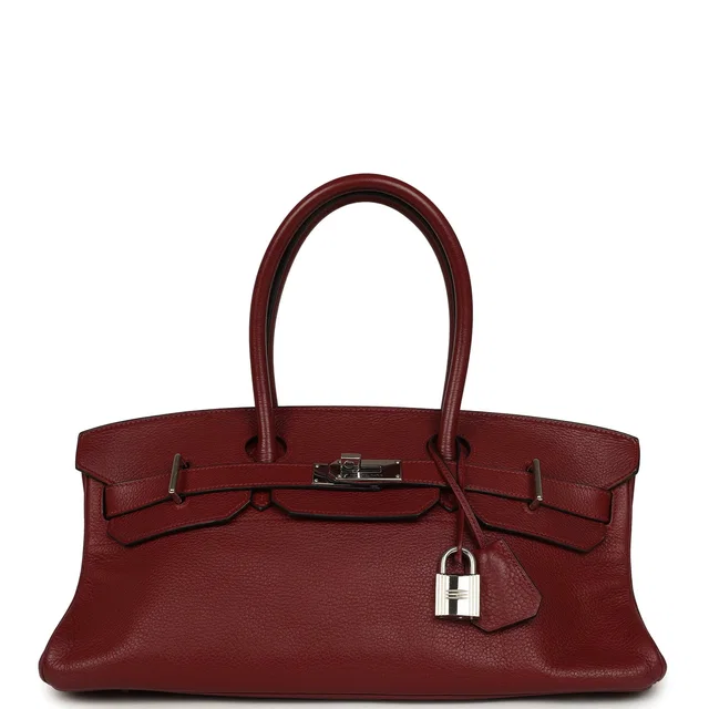 Hermès Vintage Shoulder Birkin 42 JPG Rouge H Clemence Palladium Hardware in Burgundy Clemence leather from Madison Avenue Couture