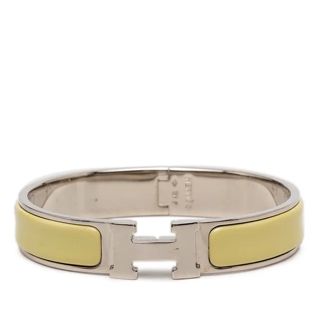 Yellow Hermès Narrow Enamel Clic H Bracelet PM in Yellow from Designer Revival