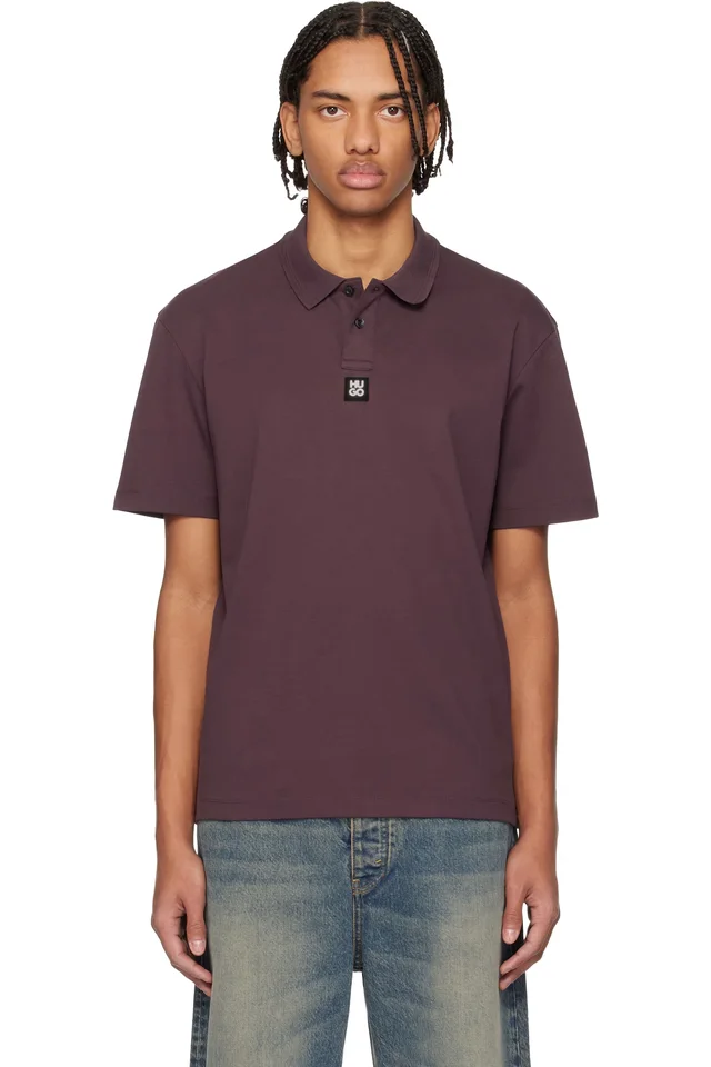 Burgundy Stacked-Logo Interlock Cotton Polo, image 1 of 1 from SSENSE
