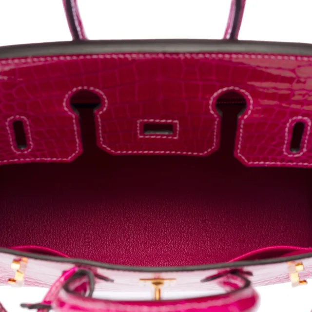 Sac Hermes Birkin 25 En Cuirs Exotiques Rose - 103600 Mexico Handbag in Pink Crocodile from HEWI, photo 6 of 8
