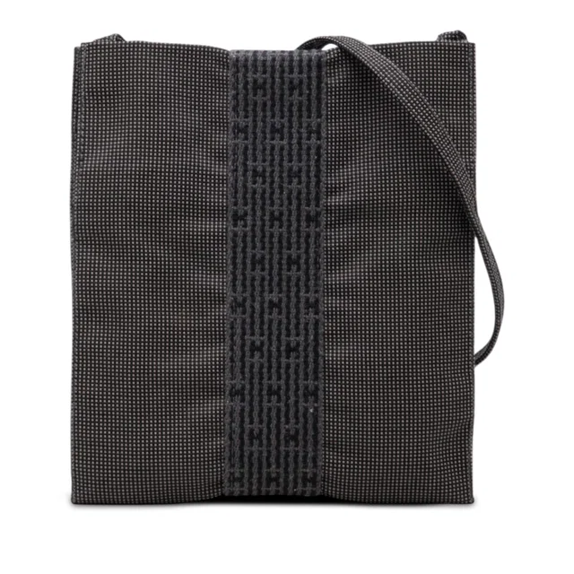 Gray Hermès Canvas Herline Pochette Crossbody Bag in Grey Canvas from Designer Revival