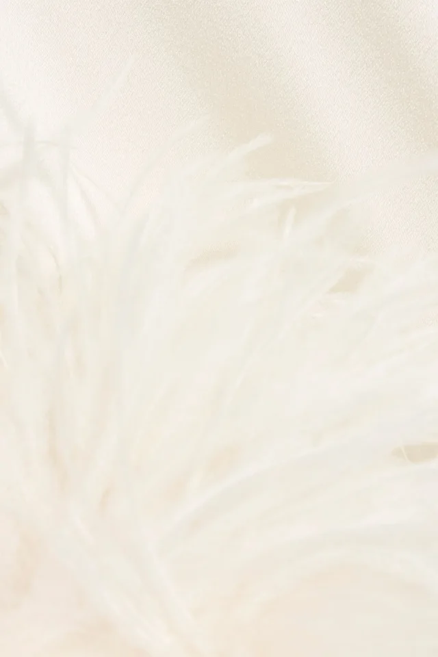 Lapointe Cold-Shoulder Feather-Trimmed Satin-Crepe Midi Dress in Off White, photo 4 of 4 from THE OUTNET