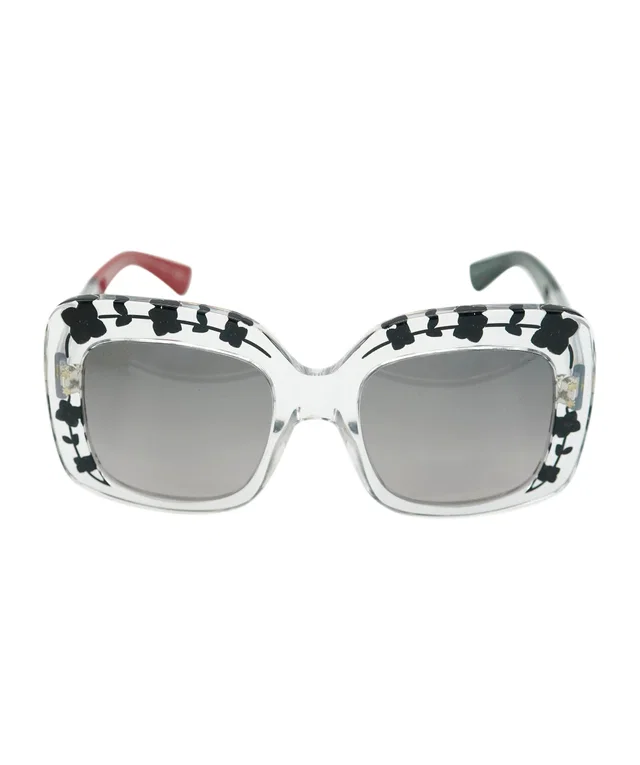 Gucci Transparent Floral Square oversized Sunglasses in Leather from Luxury Promise