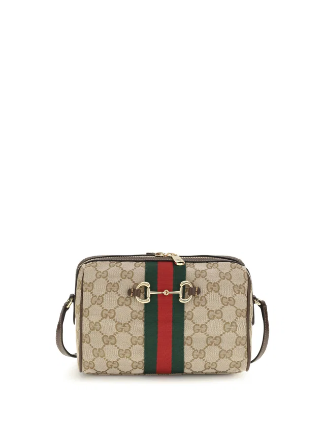 Gucci Gg Canvas With Web Stripe Shoulder Bag — Beige Fabric in Beige Canvas from HEWI
