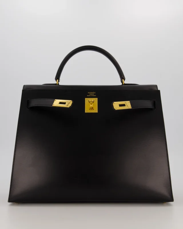 Hermès Vintage Kelly 35 Sellier Bag in Black Box leather from Sellier, photo 3 of 22