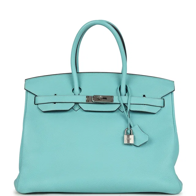 Hermès Birkin 35 Bleu Atoll Togo Palladium Hardware in Blue Togo leather from Madison Avenue Couture
