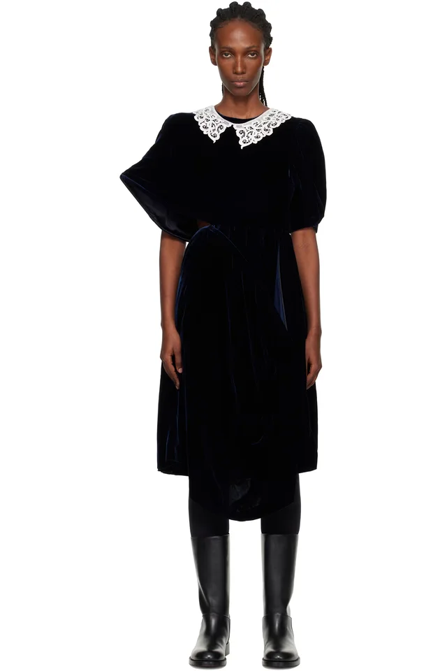 Navy Angular Midi Dress, image 1 of 1 from SSENSE