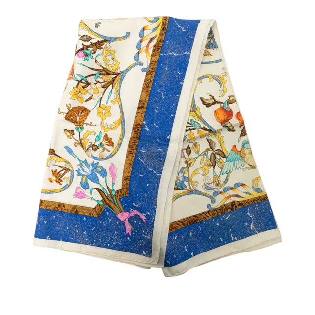 White Hermès Pierres d Orient et d Occident Silk Scarf 90 Scarves in White Silk from Designer Revival