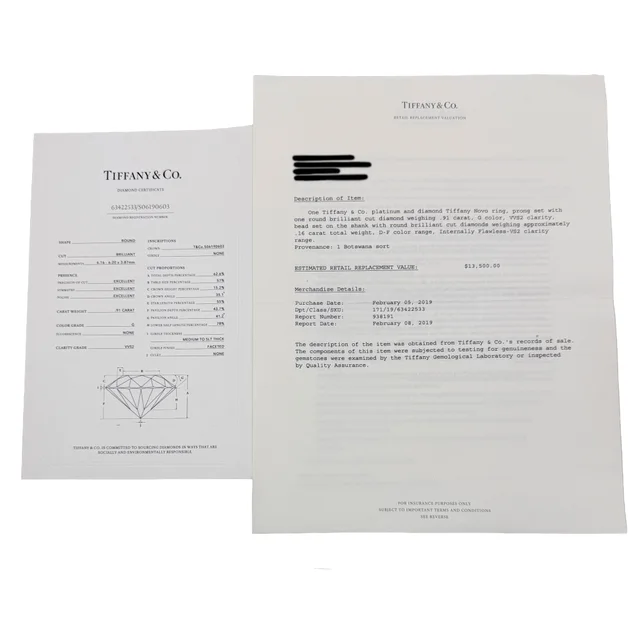 Tiffany & Co. 0.91 ct Round Brilliant Diamond Novo Engagement Ring from myGemma, photo 2 of 2