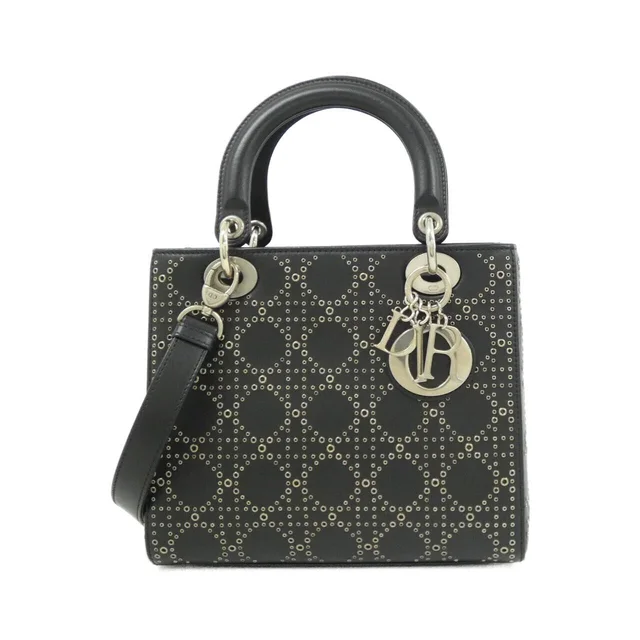 Lady DIOR Medium Bag in BLACK / SILVER metal fittings leather from KOMEHYO