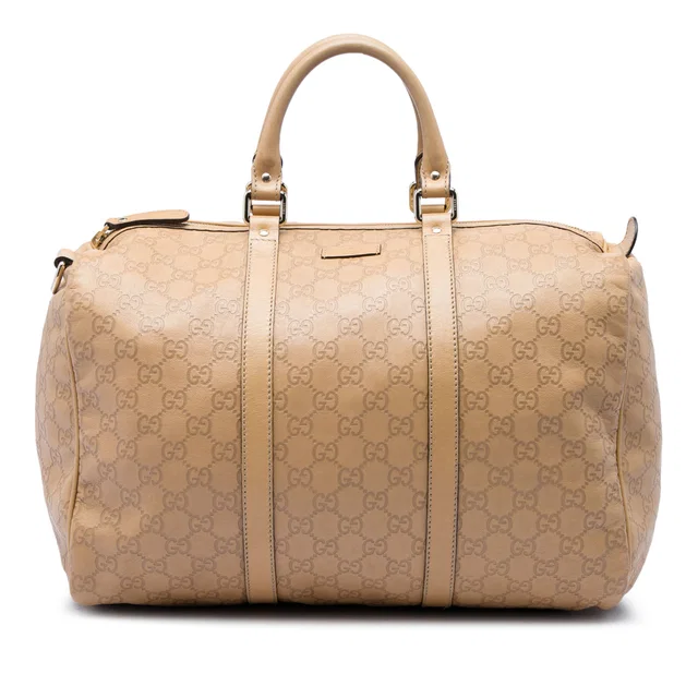 Brown Gucci Medium GG Supreme Joy Boston Bag in Brown Coated canvas from Designer Revival