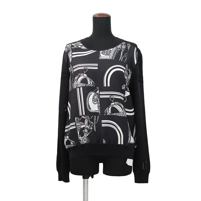 Hermès Twillaine Top Size 40 Black/White Silk 87% Polyamide 10% Elastane 3% in Black Silk from GALLERY RARE