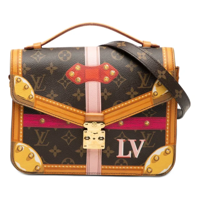 Brown Louis Vuitton Monogram Summer Trunk Pochette Metis Satchel in Brown Coated canvas from Designer Revival