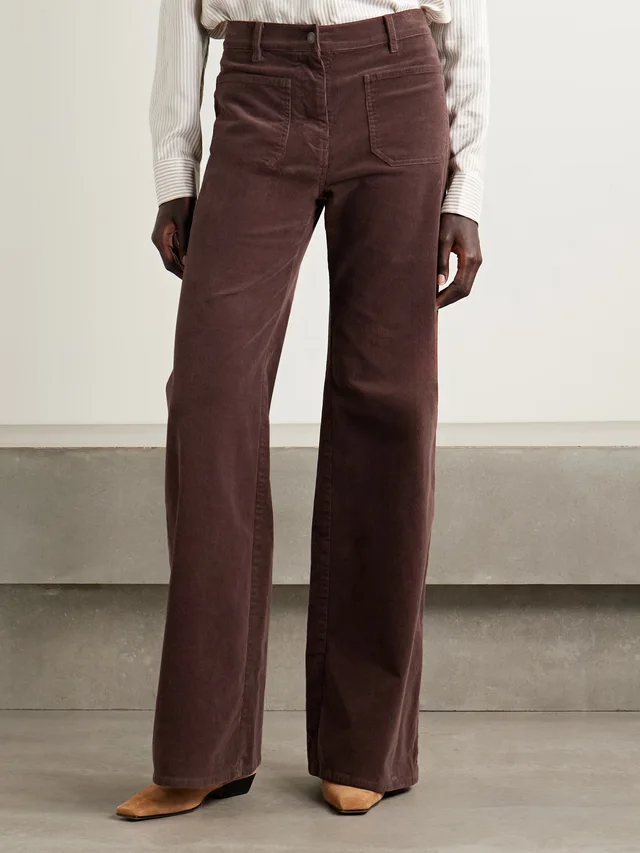 NILI LOTAN Florence cotton-blend corduroy flared pants in brown 93% Cotton 6% Polyester 1% Spandex, photo 3 of 5 from NET-A-PORTER (Canada)
