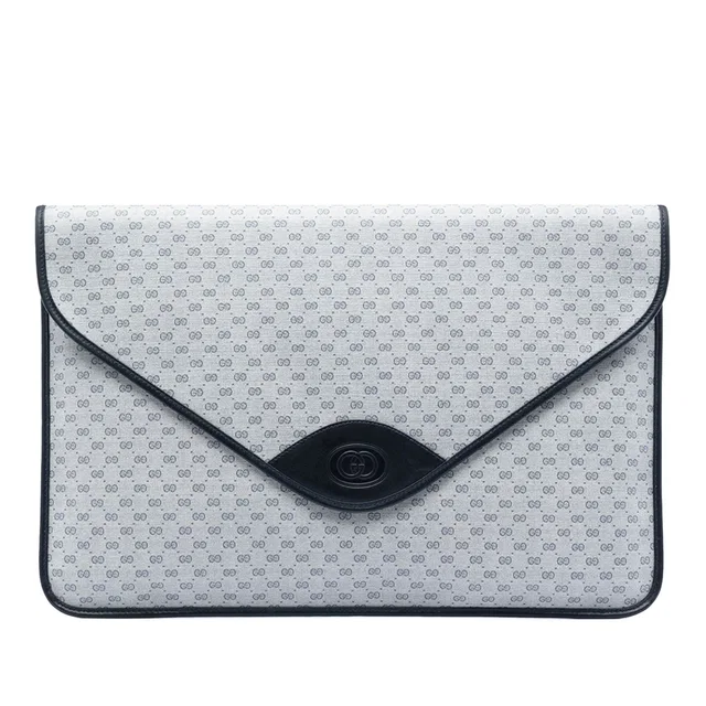 Gray Gucci Micro GG Supreme Clutch in Grey Coated canvas from Designer Revival