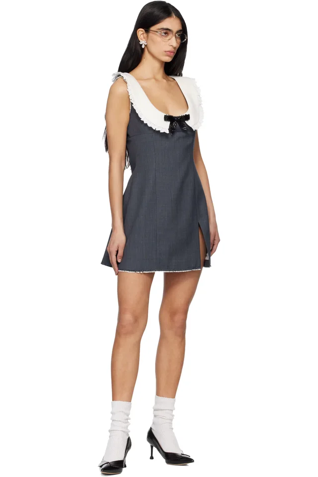 SHUSHU/TONG Gray Round Neck Sleeveless Minidress, photo 4 of 4 from SSENSE