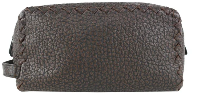 Bottega Veneta Brown Leather Cosmetic Pouch Toiletry Case in Brown Leather from Bagriculture