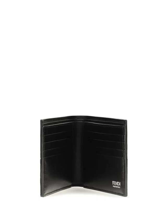 Fendi Ff Jacquard Leather Wallet — Black Calf in Black Leather from HEWI