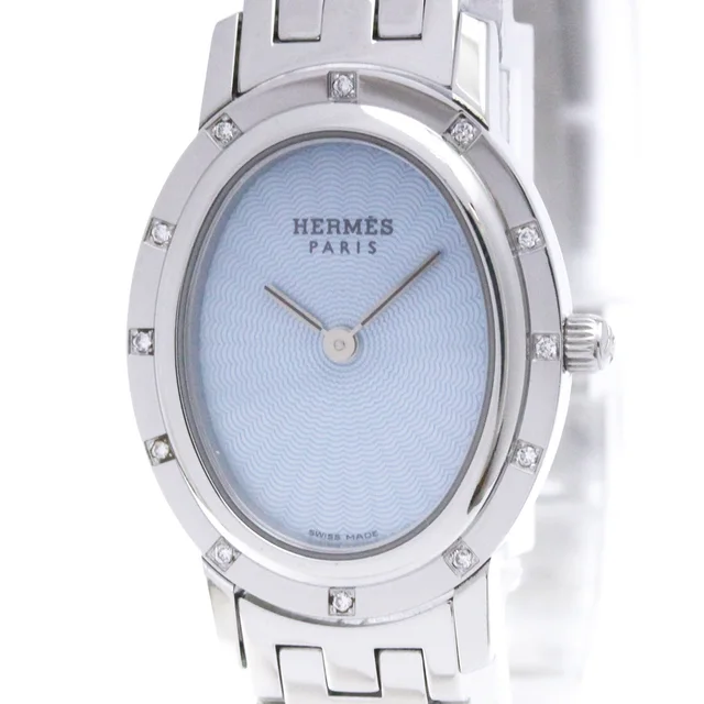 Hermès Clipper Diamond Blue MOP Steel Ladies Watch CO1.230 Polished in Blue shell from Elady