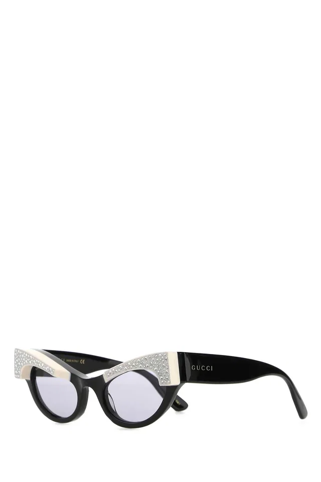 Gucci Occhiale Crystal-Embellished Cat-Eye Sunglasses — Black Exterior: Acetate in Black from HEWI
