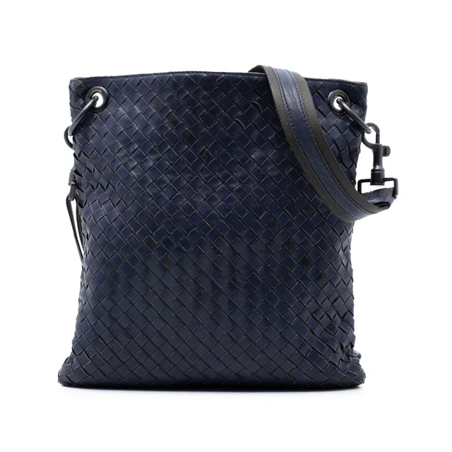 Blue Bottega Veneta Nappa Intrecciato Crossbody in Blue Nappa leather from Designer Revival