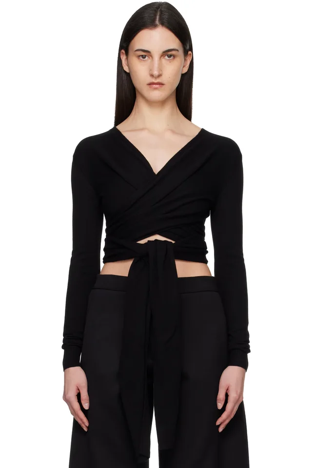 ALAÏA Black Cashmere Wrap Sweater, image 1 of 1 from SSENSE