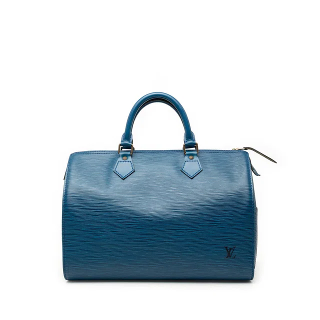 Blue Louis Vuitton Epi Speedy 35 Boston Bag in Blue Leather from Designer Revival
