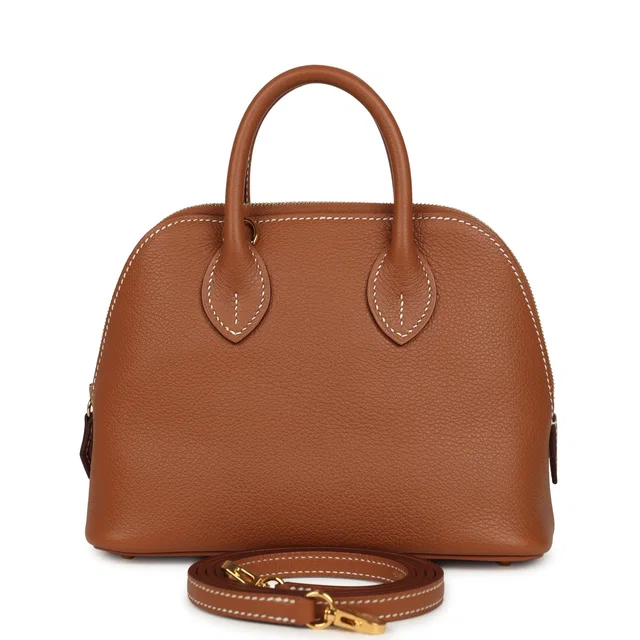 Hermès 1923 Bolide Mini Gold Evercolor Gold Hardware in Gold Swift leather from Madison Avenue Couture