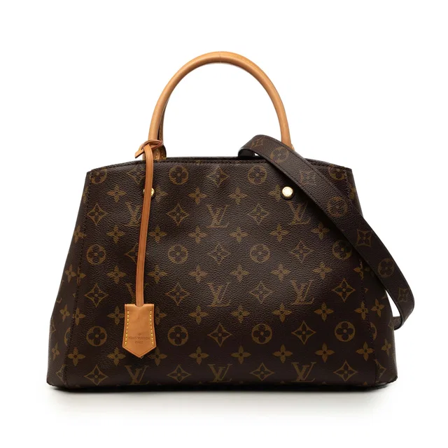 Brown Louis Vuitton Monogram Montaigne MM Satchel in Brown Coated canvas from Designer Revival
