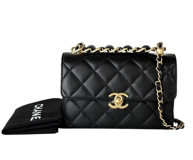 Chanel Black Top Handle Chain Bag in Black from Luxury Promise