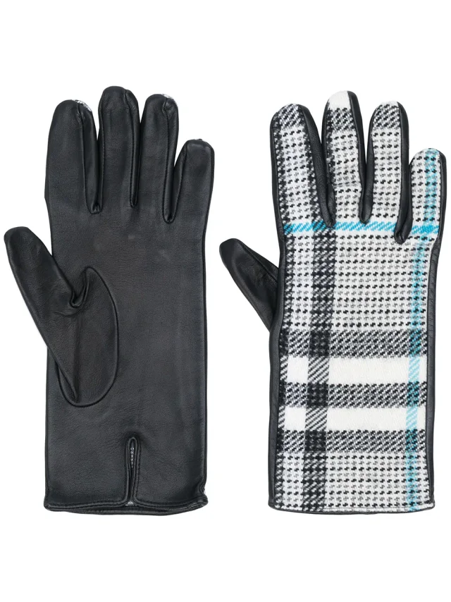 Burberry plaid check gloves - women - Silk/Leather/Wool - 8.5 - Black in black Silk from Farfetch