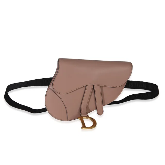 Dior Pink Calfskin Saddle Belt Pouch Leather Handbag in Pink Calfskin from HEWI