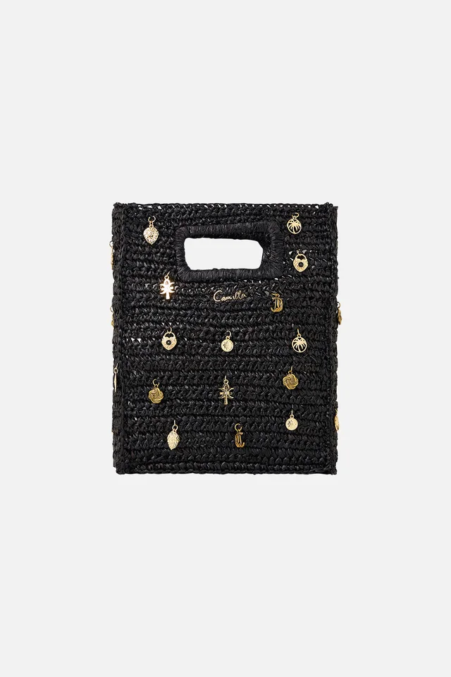 Camilla eBoutique RAFFIA MINI NORTH SOUTH TOTE WITH CHARMS SOLID BLACK from CAMILLA, photo 1 of 1