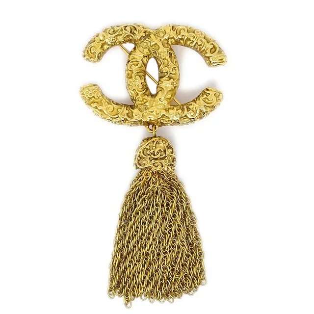 Chanel 1993 Florentine Filigree Tassel Brooch Small from AMORE Vintage Tokyo