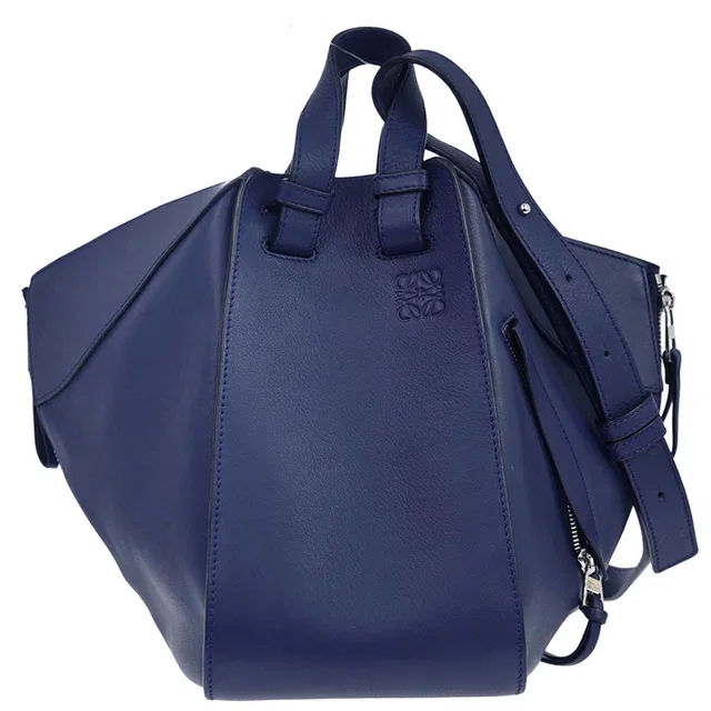 Loewe Navy Hammock 2way Shoulder Tote Handbag in Navy Leather from AMORE Vintage Tokyo