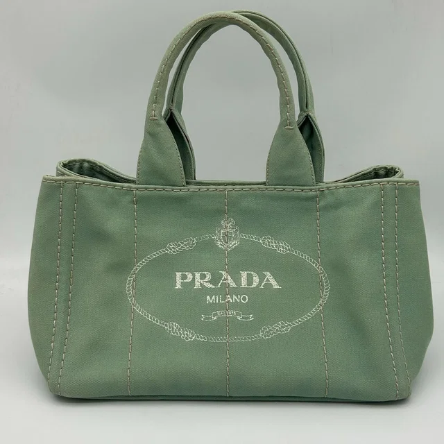 Prada Canapa Tote Bag Mint Green Canvas in Green Canvas from The Reluxe