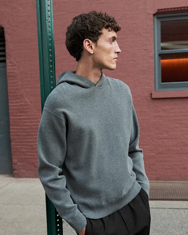 Theory Relaxed Hoodie in Light Bilen in MEDIUM GREY 62% Viscose, 38% Polyester; Exclusive Of Elastic, photo 6 of 14 from Theory