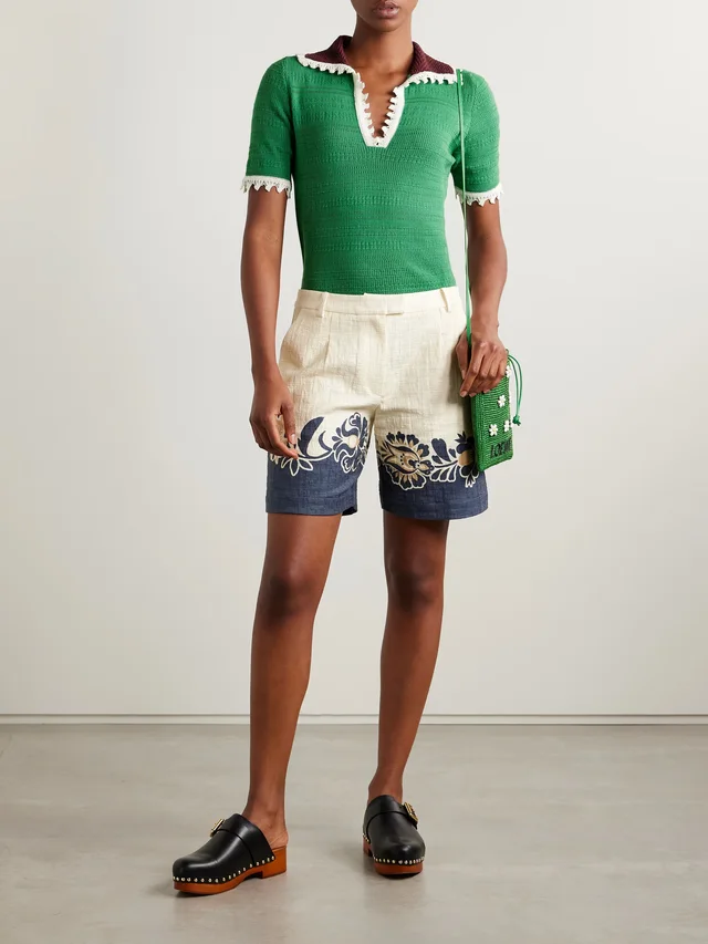 LA DOUBLEJ Boyfriend printed cotton-blend shorts in White, photo 2 of 2 from NET-A-PORTER (Canada)