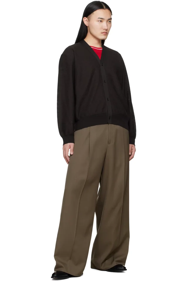 ssstein Brown Slub Cotton Knit Cardigan, photo 4 of 4 from SSENSE