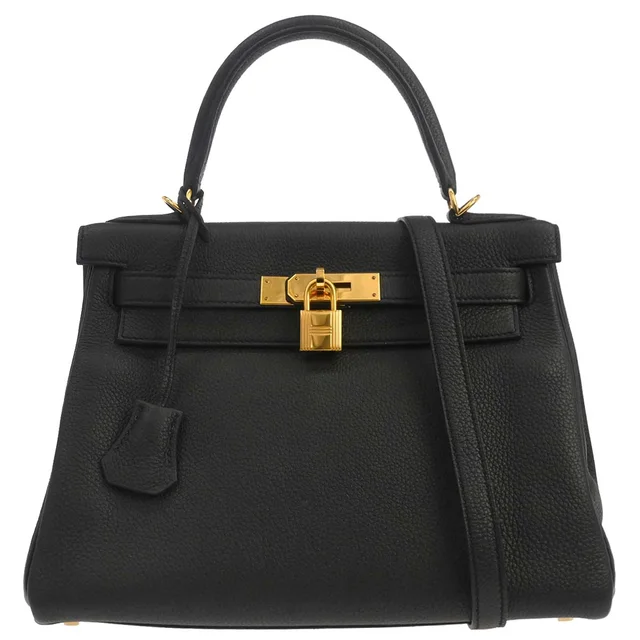 Hermès Black Togo Kelly 28 Retourne 2way Shoulder Handbag in Black Togo leather from AMORE Vintage Tokyo