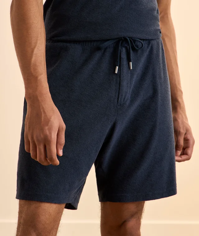 Frescobol Carioca Augusto Terry Cotton Shorts in Dark Blue Cotton & Cotton Blends, photo 2 of 5 from Harry Rosen