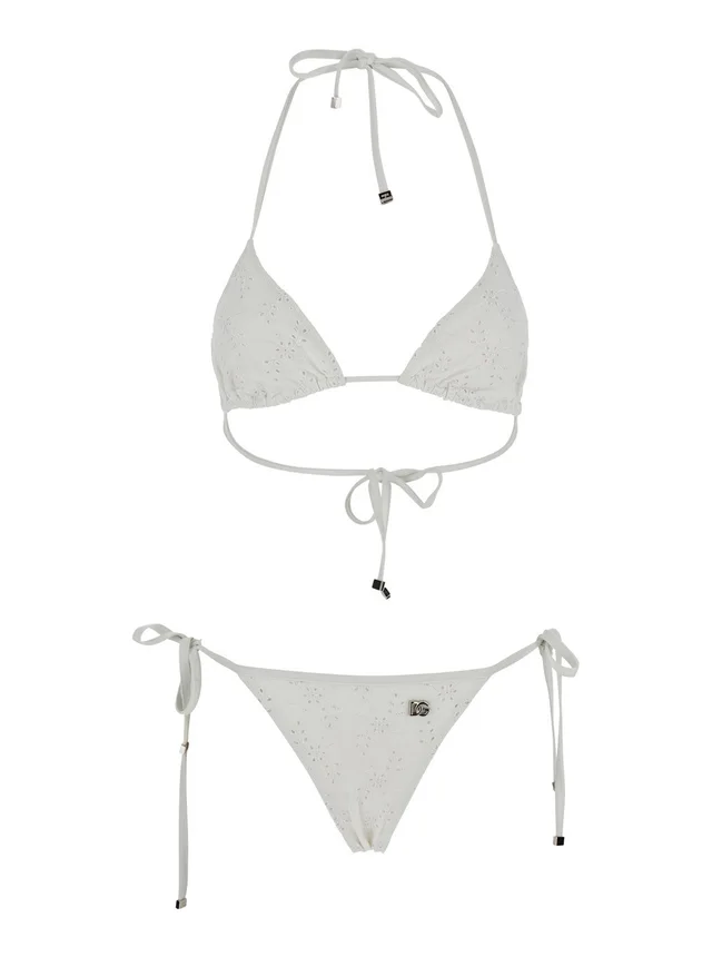 DOLCE E GABBANA white Bikini with embroidered design and DG logo in Tech Fabric Woman in White, photo 2 of 6 from Gaudenzi Boutique